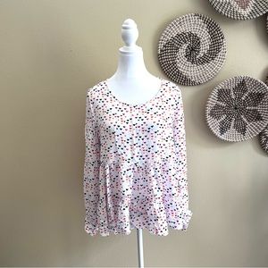 June and Delancey Heart White Long Sleeve Blouse